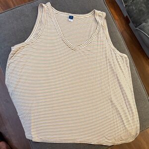 Old Navy Cream and Brown Striped Sleeveless Top